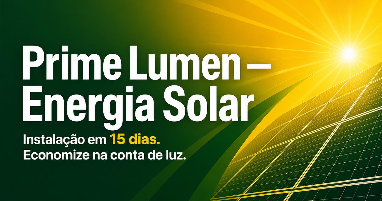 Sistema fotovoltaico instalado pela Prime Lumen